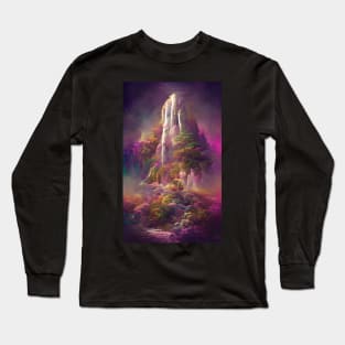 Waterfall Sanctuary Mystical Art Long Sleeve T-Shirt